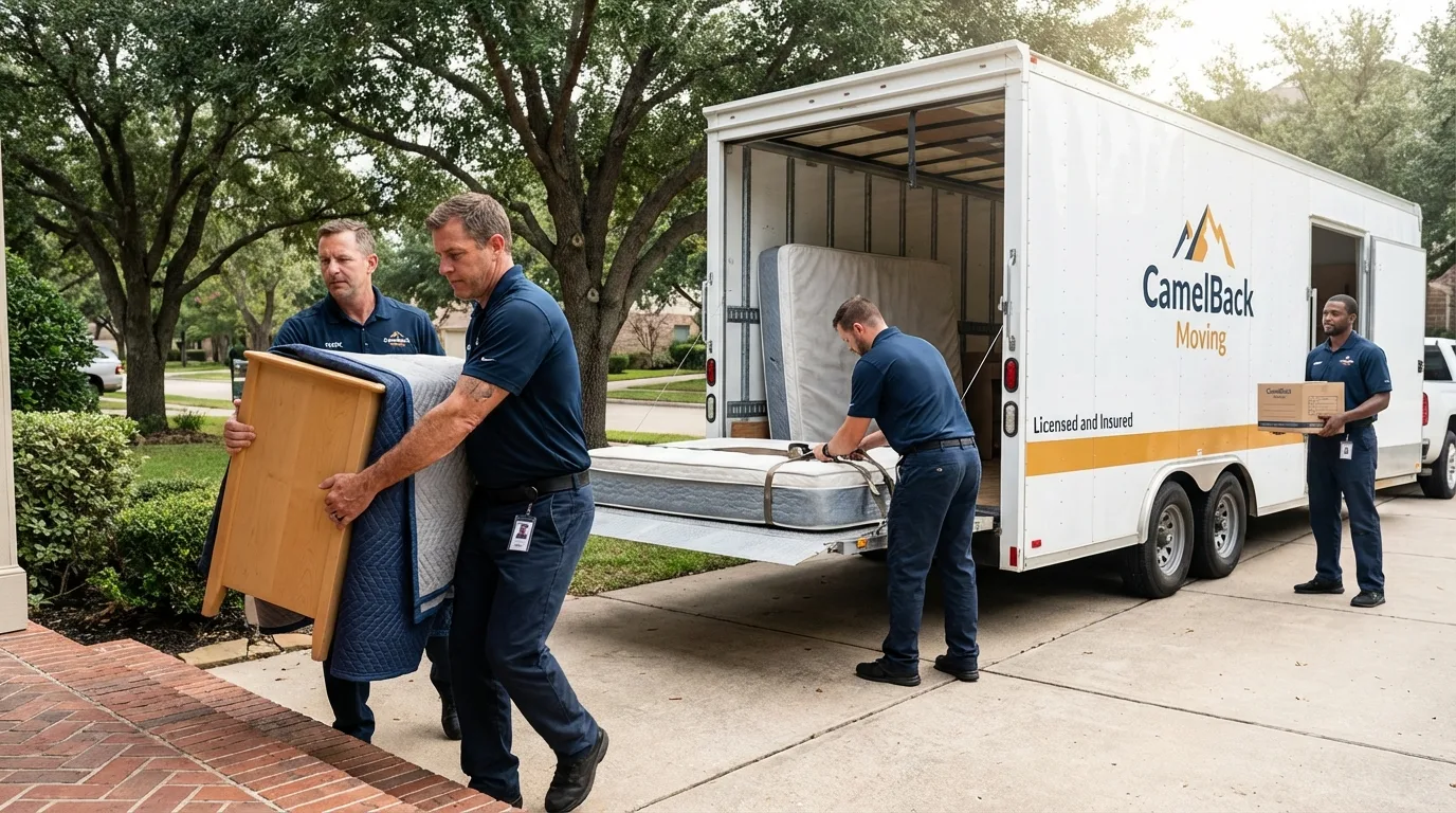Crew loading residential truck for cross-state move from Unadilla, GA